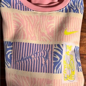 Nike Mens Pink and Blue Patterned Sweatshirt